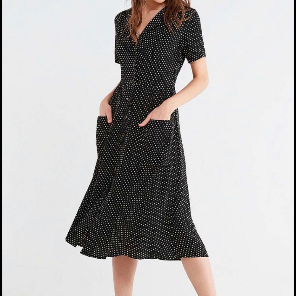 NWT Urban Outfitters Polka Dot Midi shirt dress xs